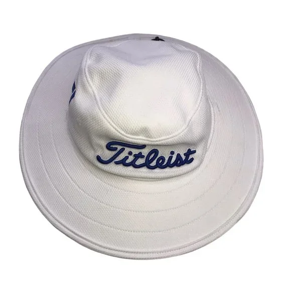 Golf TITLEIST Wide Brim Hat.White Blue.FJ PROV1.White with Blue Writing